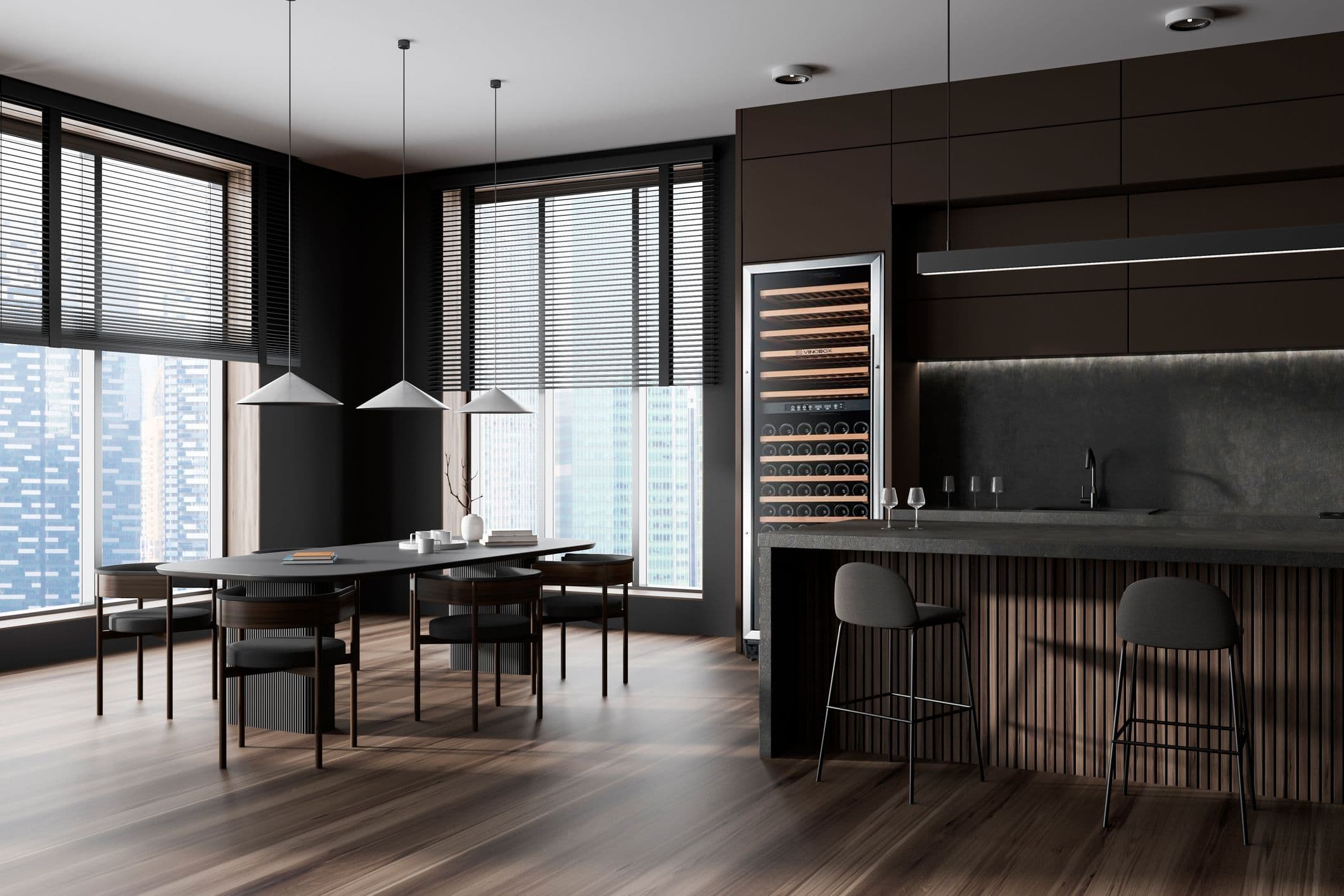 Vinobox wine cellar 168 Grand Cru 2T SS Door in a high rise condominium in Bangkok