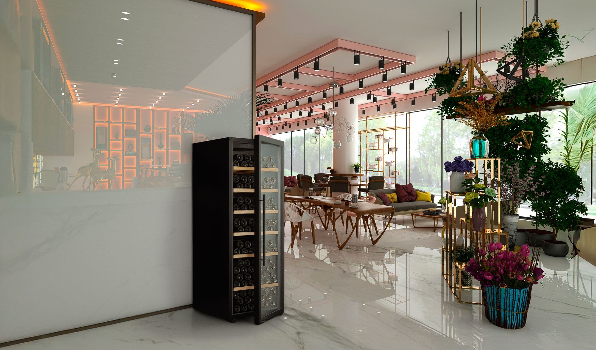 Vinobox 190 Pro in a modern restaurant cafe bar